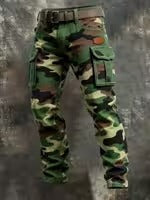 Mens Retro Printed Straight Leg Work Pants