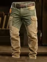 Mens Retro Printed Straight Leg Work Pants