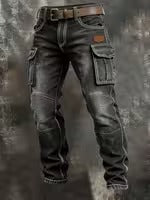 Mens Retro Printed Straight Leg Work Pants