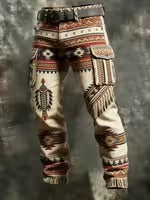 Mens Retro Printed Straight Leg Work Pants