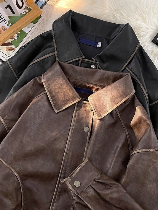 Mens Retro PU Leather Jacket