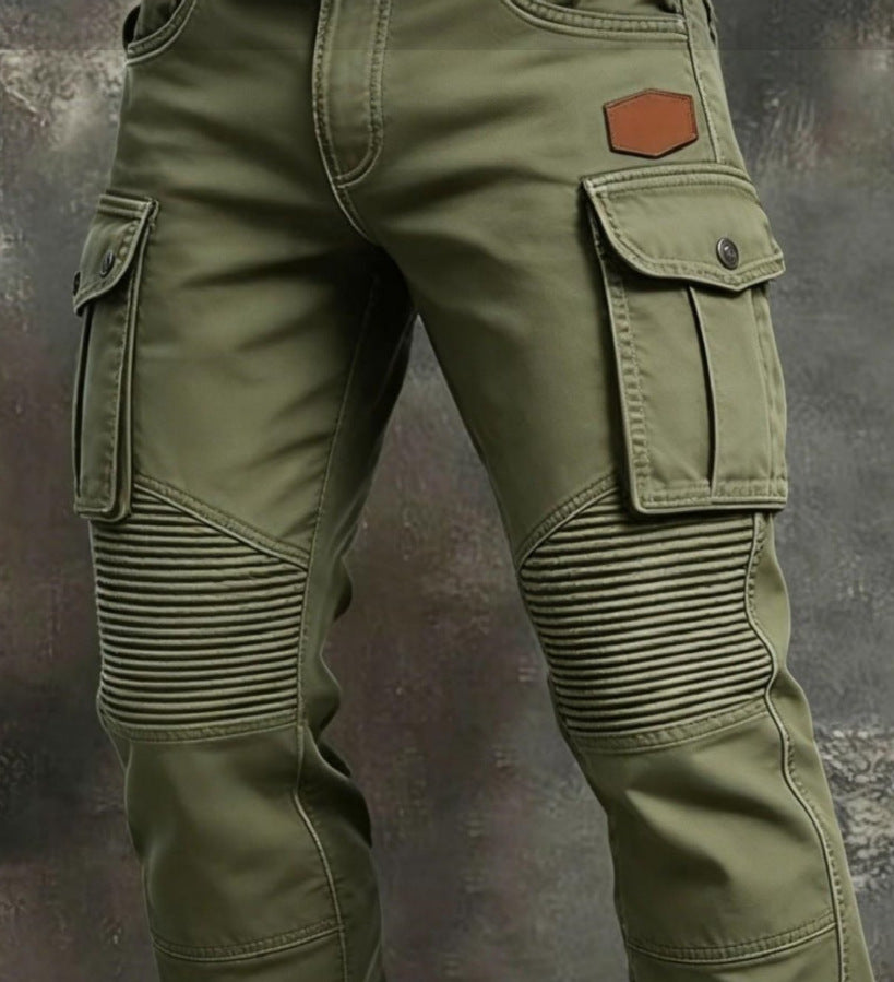 Mens Retro Straight-Leg Printed Work Pants
