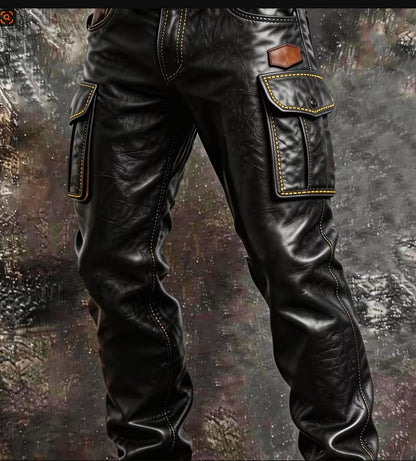 Mens Retro Straight-Leg Printed Work Pants
