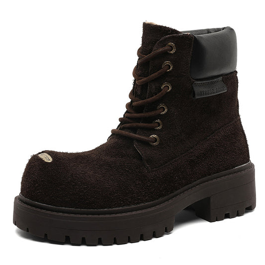 Mens Retro Thick-Soled Lace-Up Boots