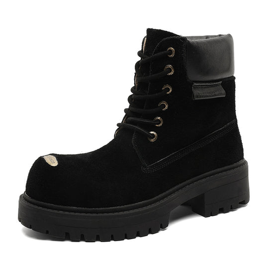 Mens Retro Thick-Soled Lace-Up Boots