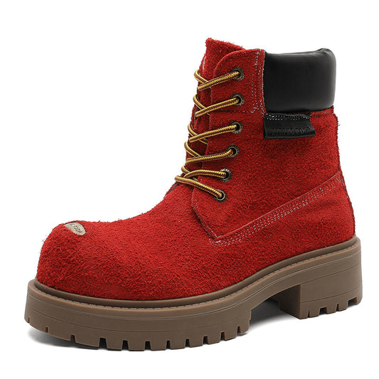 Mens Retro Thick-Soled Lace-Up Boots