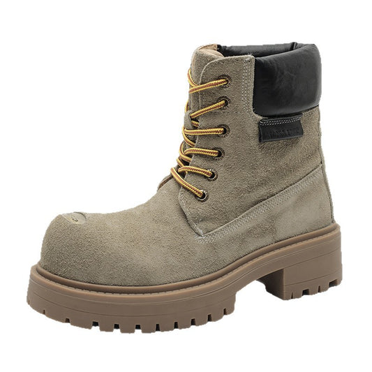 Mens Retro Thick-Soled Lace-Up Boots