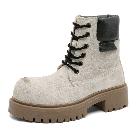 Mens Retro Thick-Soled Lace-Up Boots