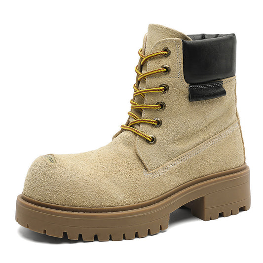 Mens Retro Thick-Soled Lace-Up Boots