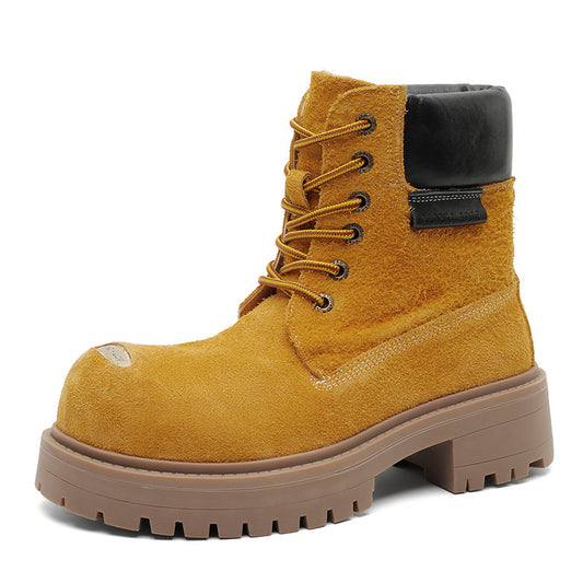 Mens Retro Thick-Soled Lace-Up Boots