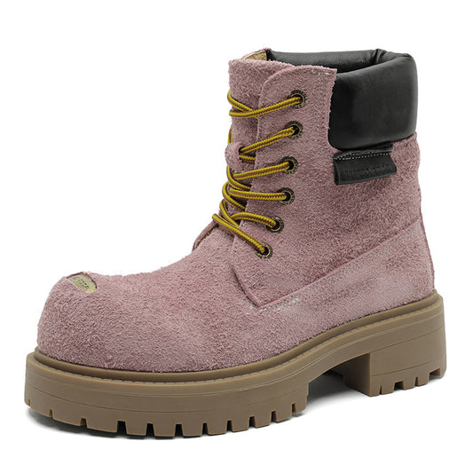Mens Retro Thick-Soled Lace-Up Boots