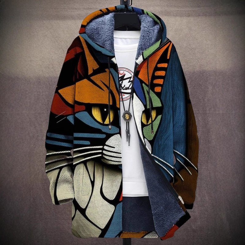 Mens Reversible Hooded Fleece Cardigan