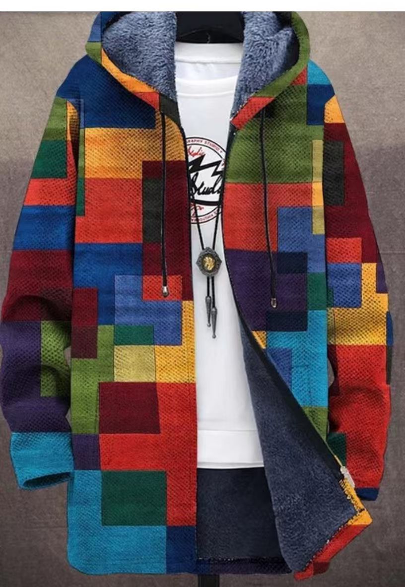 Mens Reversible Hooded Fleece Cardigan