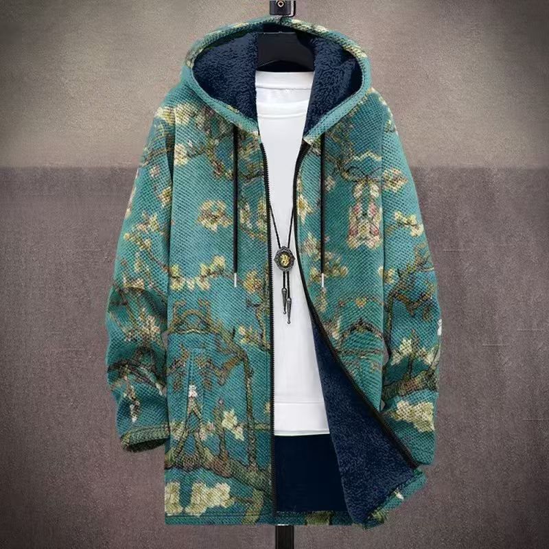 Mens Reversible Hooded Fleece Cardigan