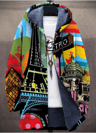 Mens Reversible Hooded Fleece Cardigan