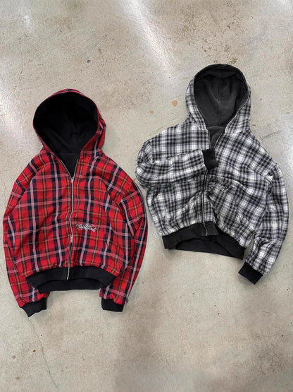 Mens Reversible Hooded Grid Sweatshirt