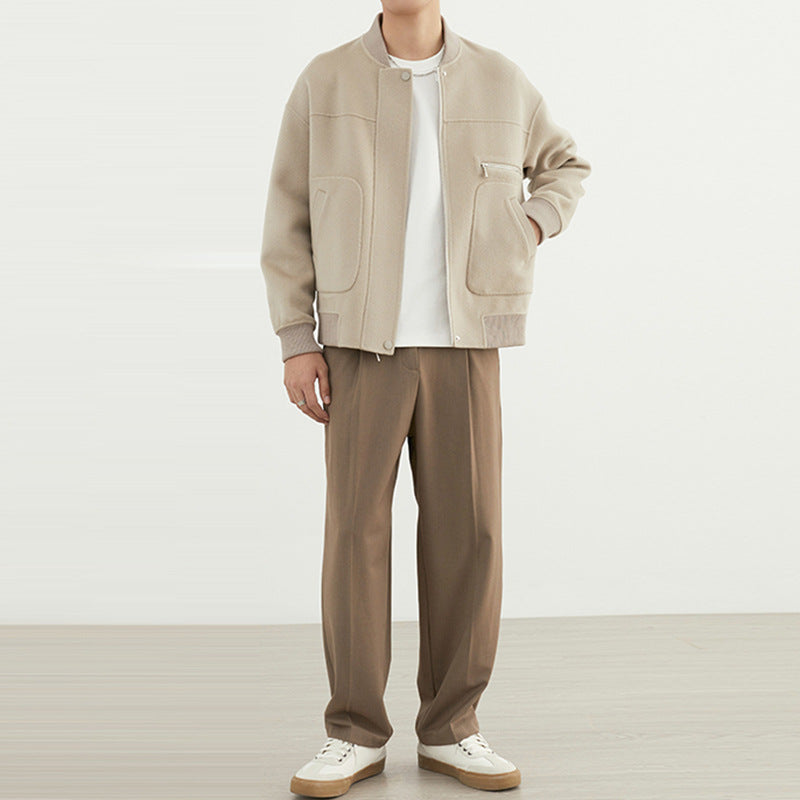 Mens Reversible Wool Baseball Jacket