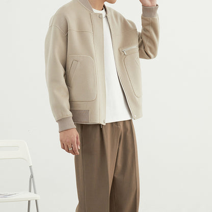 Mens Reversible Wool Baseball Jacket