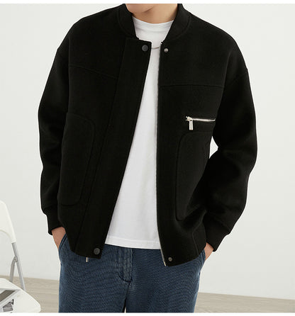 Mens Reversible Wool Baseball Jacket