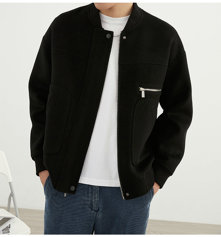 Mens Reversible Wool Baseball Jacket
