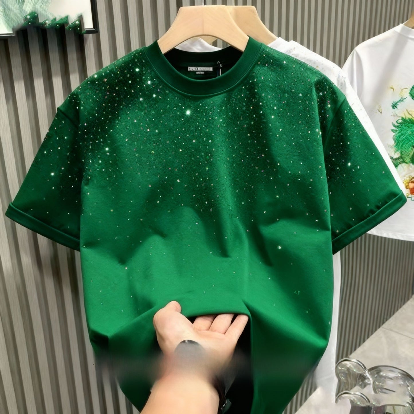 Mens Rhinestone Short Sleeve T-Shirt