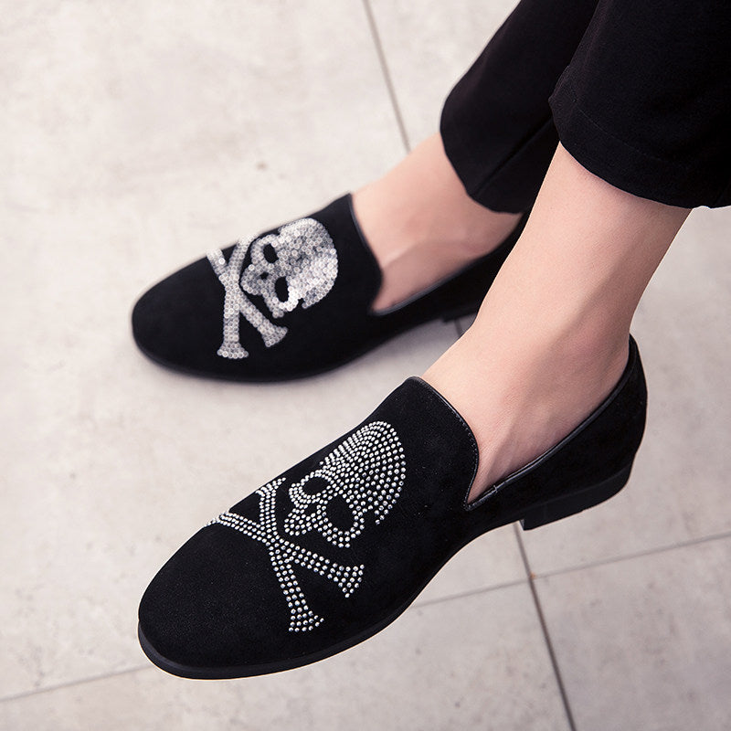 Mens Rhinestone Slip-On Leather Shoes