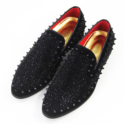 Mens Rhinestone Slip-On Loafers