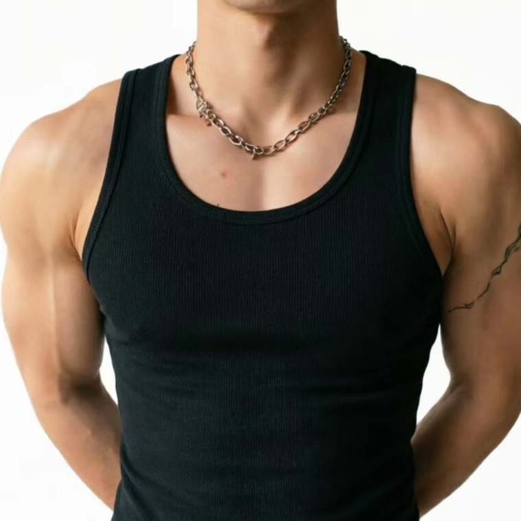 Mens Ribbed Cotton Fitness Vest