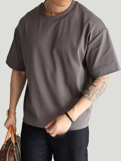 Mens Ribbed Cotton Short Sleeve T-Shirt