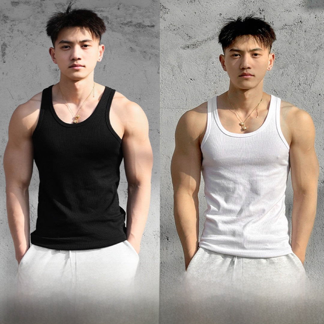 Mens Ribbed Stretch Slim Fit Sleeveless Shirt