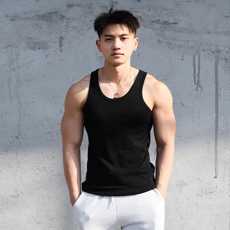 Mens Ribbed Stretch Slim Fit Sleeveless Shirt