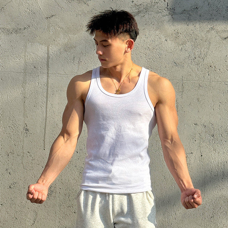 Mens Ribbed Stretch Slim Fit Sleeveless Shirt