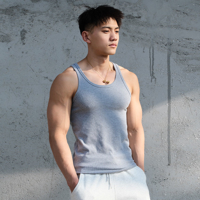 Mens Ribbed Stretch Slim Fit Sleeveless Shirt