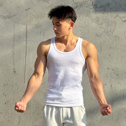 Mens Ribbed Stretch Slim Fit Sleeveless Shirt