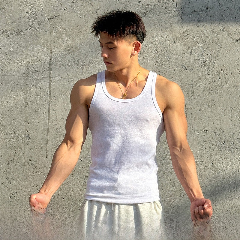 Mens Ribbed Stretch Slim Fit Sleeveless Shirt