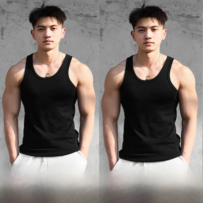Mens Ribbed Stretch Slim Fit Sleeveless Shirt