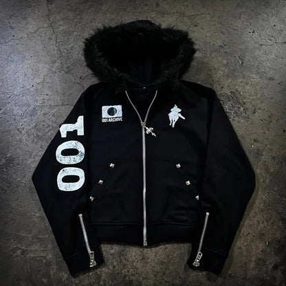 Mens Rivet Detail Hooded Cardigan