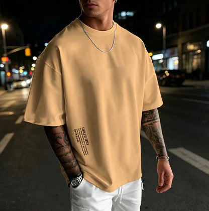 Mens Round Neck Letter Print T-shirt