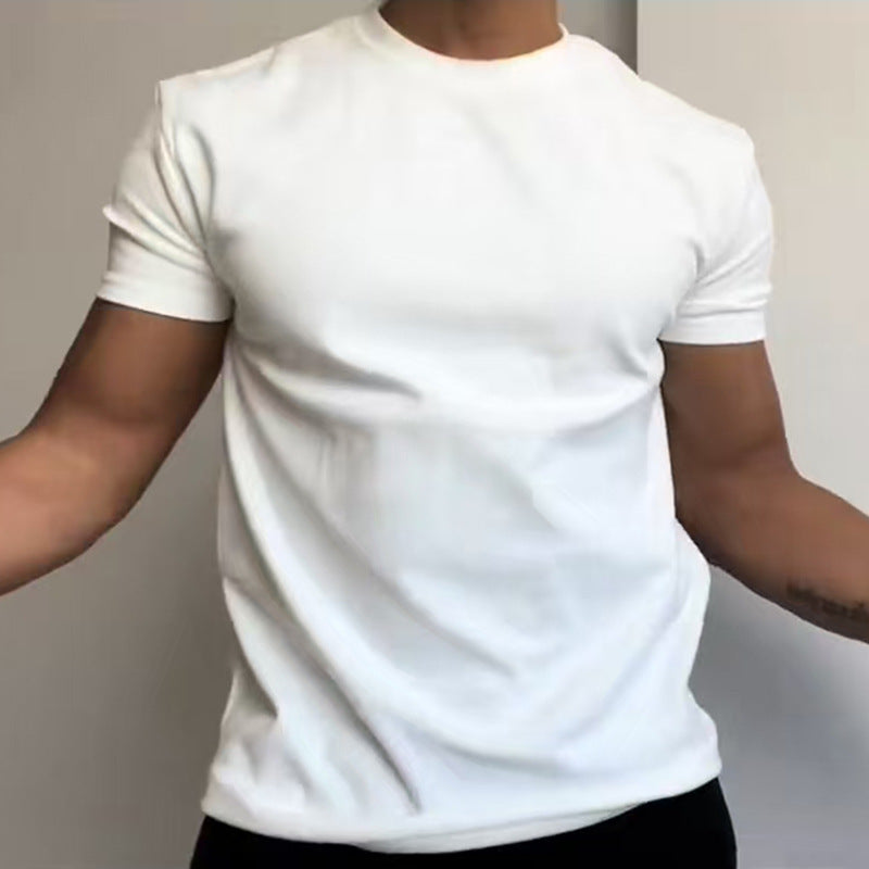 Mens Round Neck Short Sleeve Cotton T-Shirt