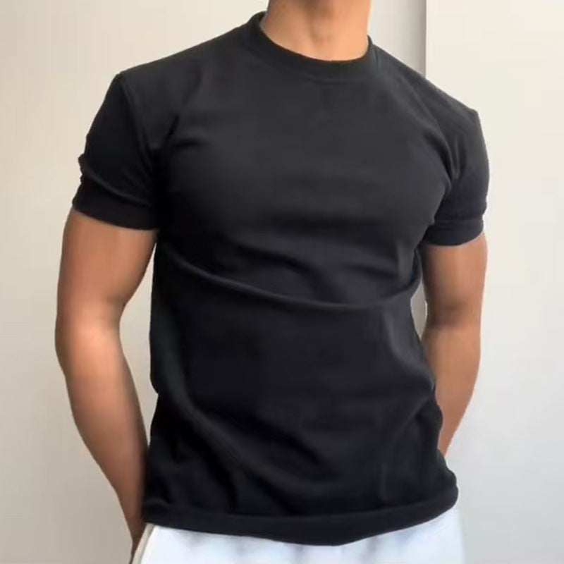 Mens Round Neck Short Sleeve Cotton T-Shirt