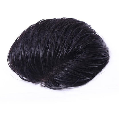 Mens Short Hair Wig with Top Hairpiece