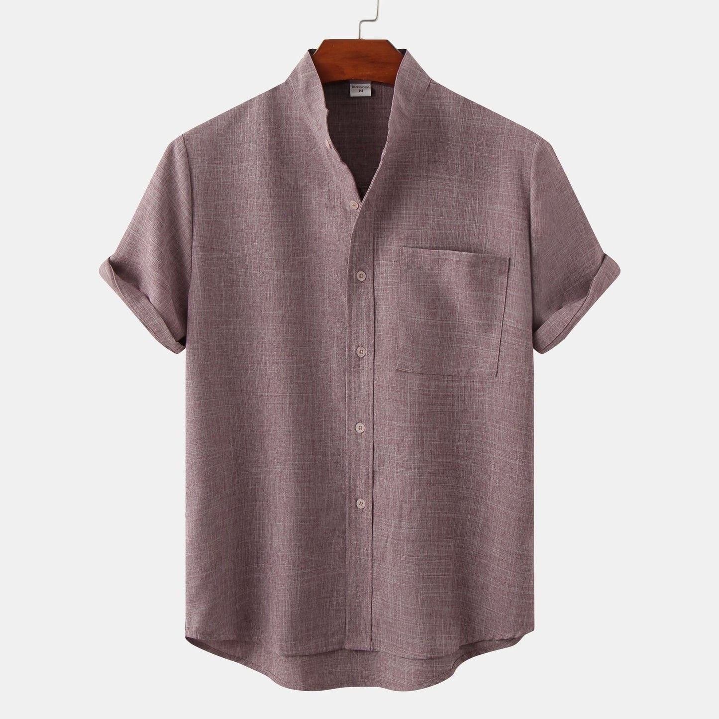 Mens Short Sleeve Cotton Linen Shirt