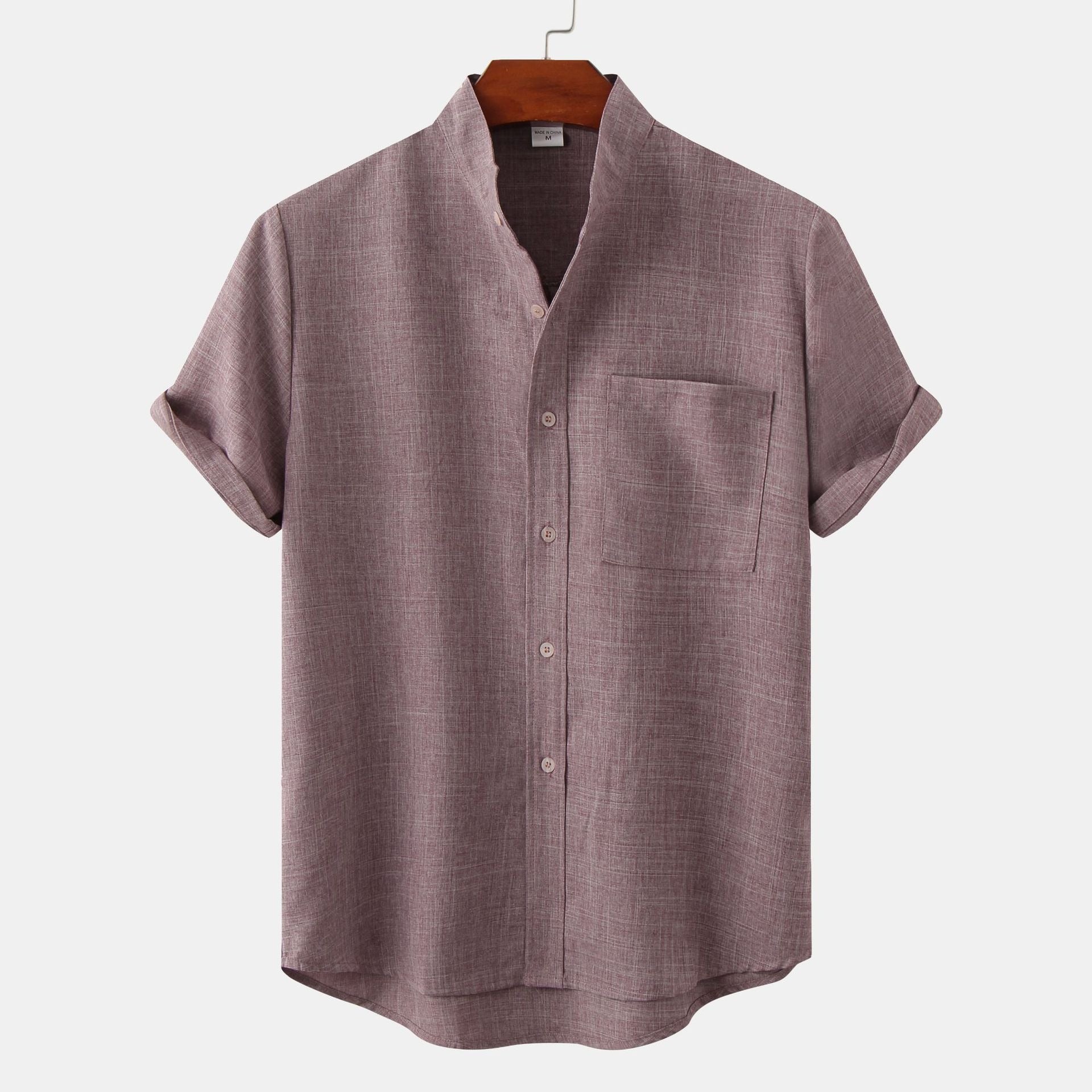 Mens Short Sleeve Cotton Linen Shirt