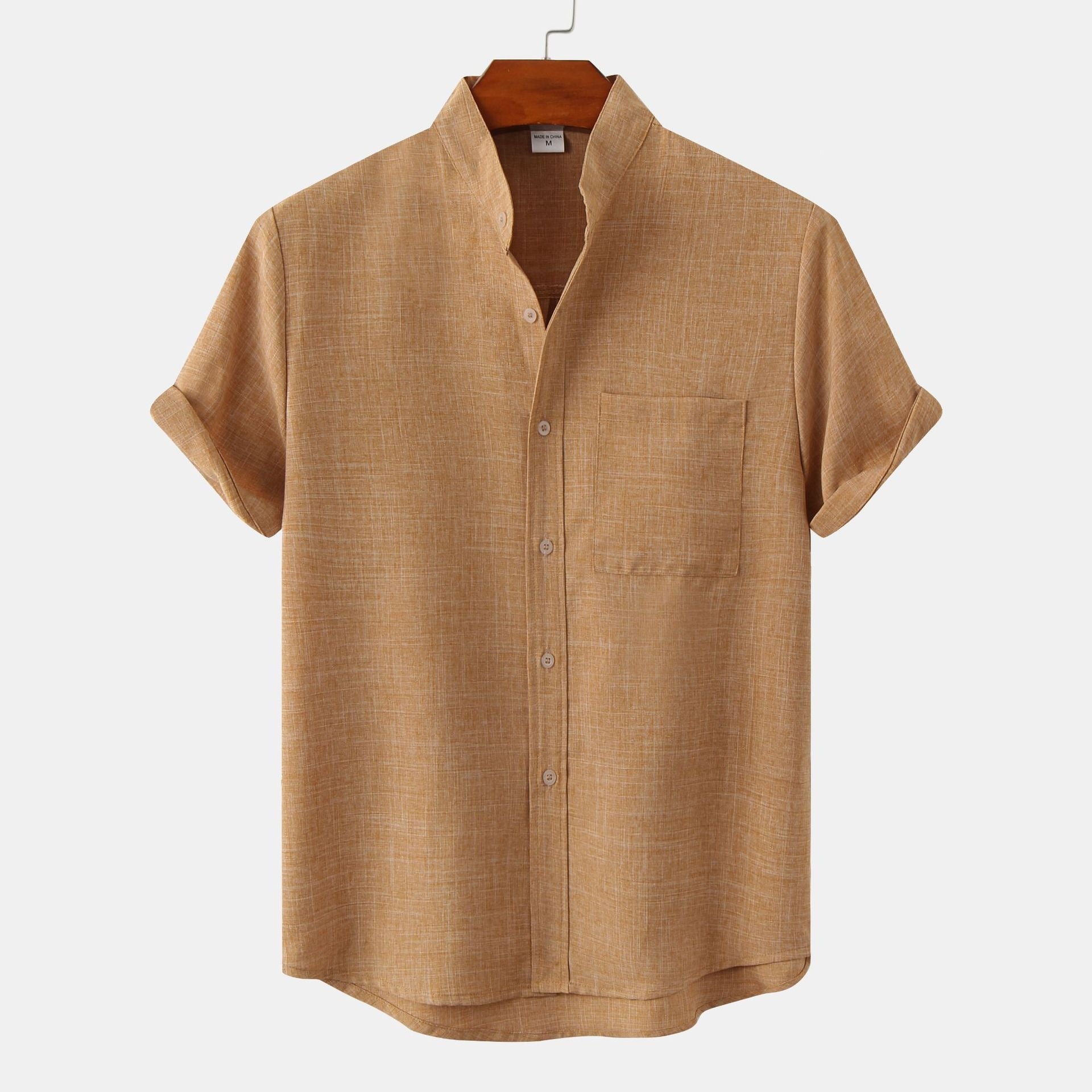 Mens Short Sleeve Cotton Linen Shirt