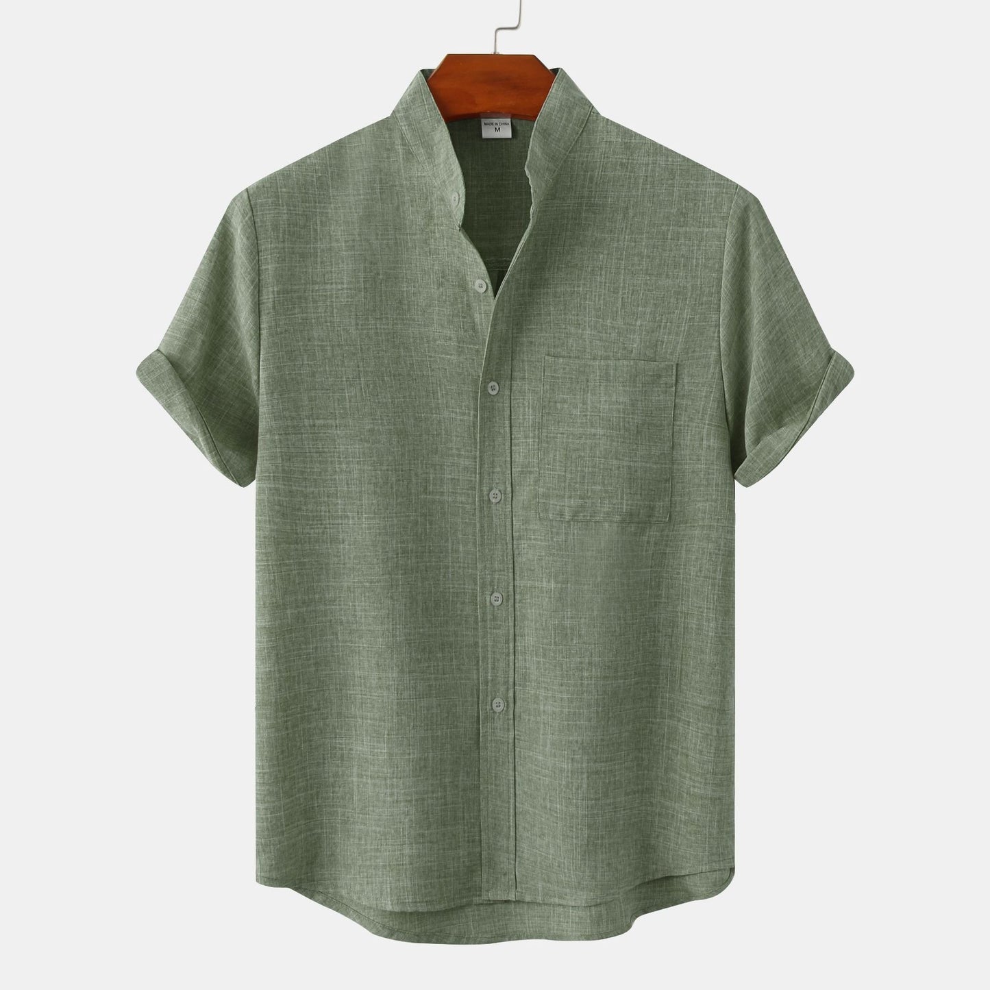 Mens Short Sleeve Cotton Linen Shirt