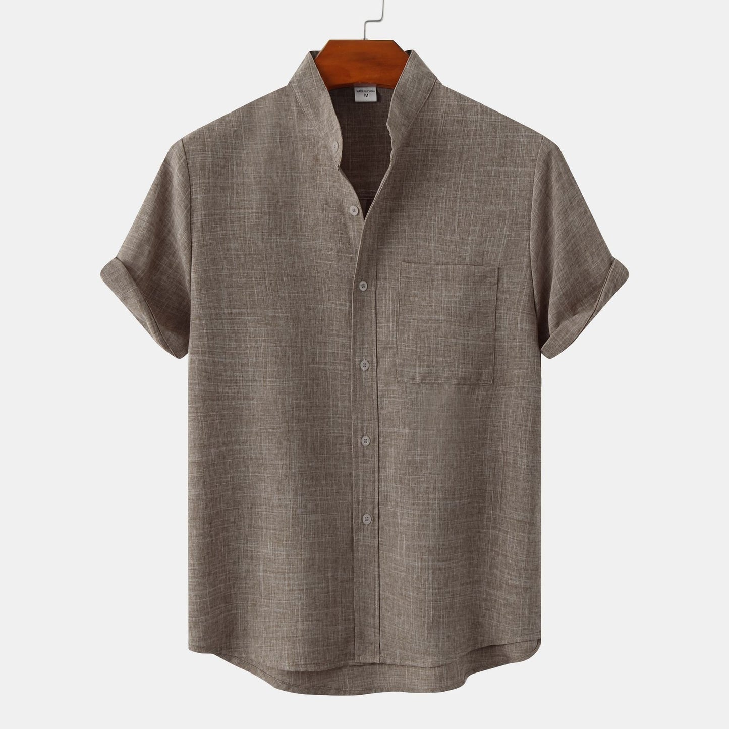 Mens Short Sleeve Cotton Linen Shirt
