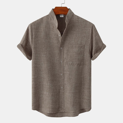 Mens Short Sleeve Cotton Linen Shirt