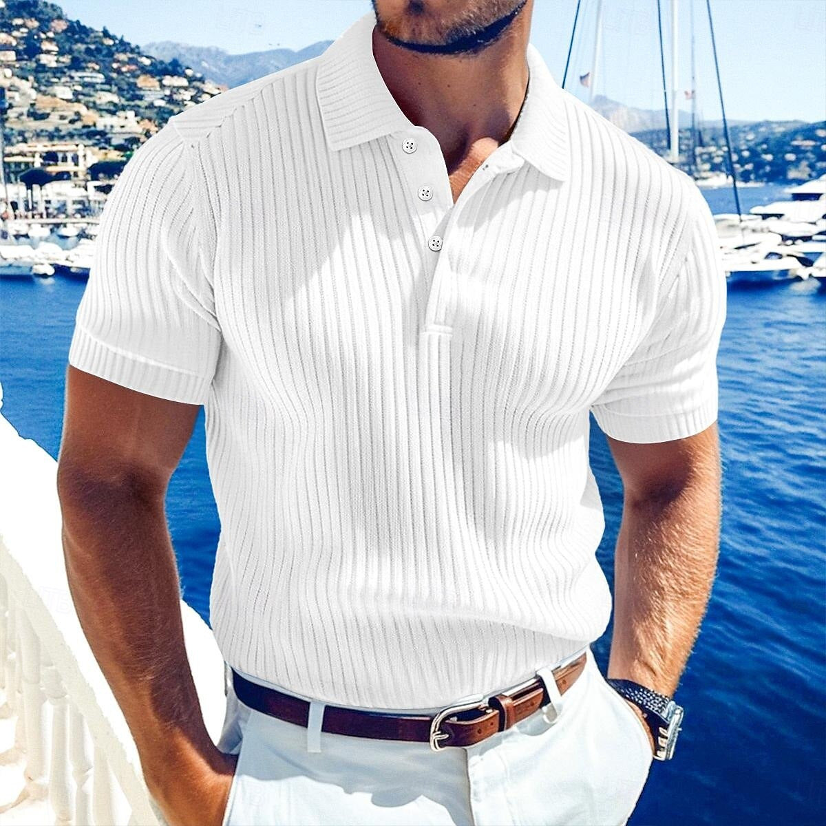 Mens Short Sleeve Flag Print Polo Shirt