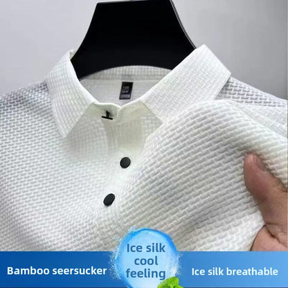 Mens Short Sleeve Jacquard Polo Shirt