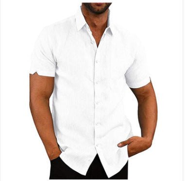 Mens Short Sleeve Linen Blend Shirt